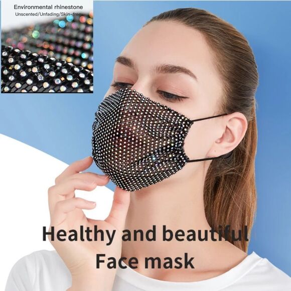 Rhinestone Breathable Face Mask - Picture 1 of 8